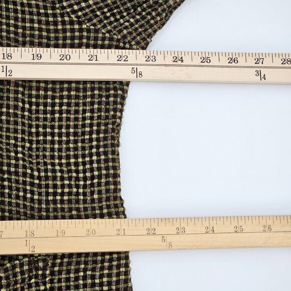 Match Point Seersucker Gingham Plaid Button Up Top Womens Size M Boxy Lagenlook - Picture 10 of 11